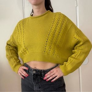 Women’s chartreuse medium cropped sweater